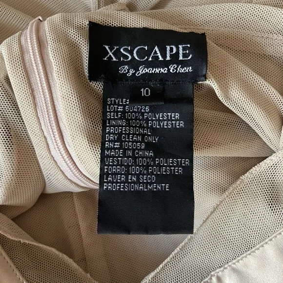 Xscape tiered elegant evening gown with mesh bodice - Picture 10 of 13